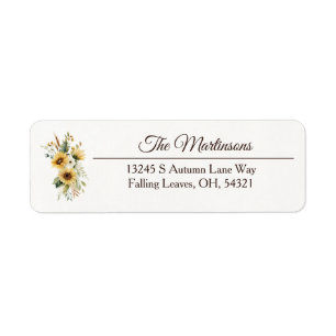 Fall Sunflowers Autumn Floral Label