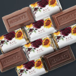 Fall Sunflowers Burgundy Wedding Bridal Shower Hershey's Miniatures<br><div class="desc">Fall Sunflowers & Burgundy Red Roses Wedding Candy Bar Favors: These beautiful candy bar favors feature a unique sunflowers & roses floral bouquet wreath with the couple's initials and wedding date in the center. The back has a cute thank you message. Your guests will love these! They're perfect for a...</div>