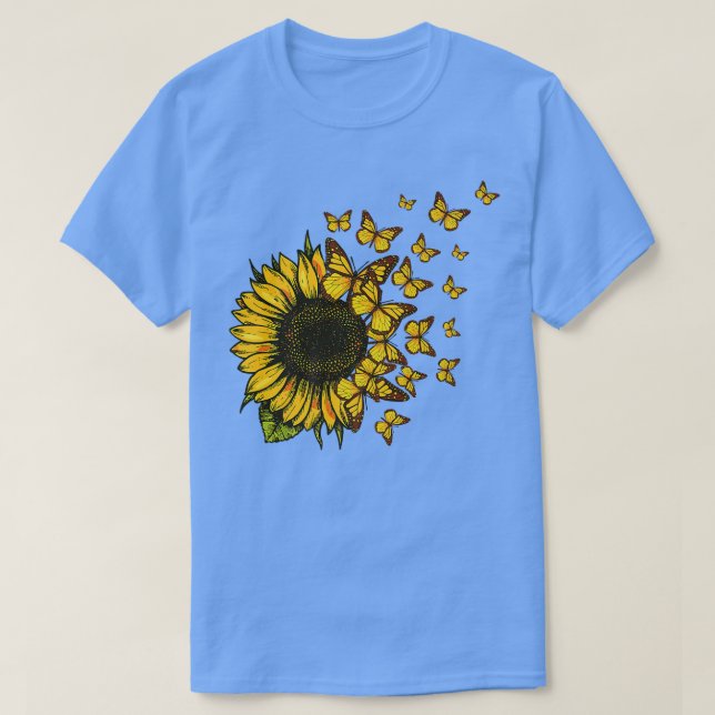 Fall Sunflowers Cute Butterfly Autumn Sunflower Th T-Shirt (Design Front)