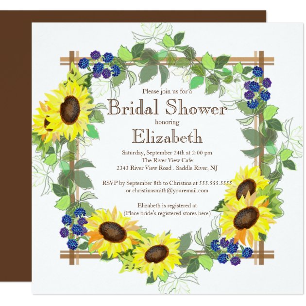 Fall Sunflowers Floral Bridal Shower Invitation