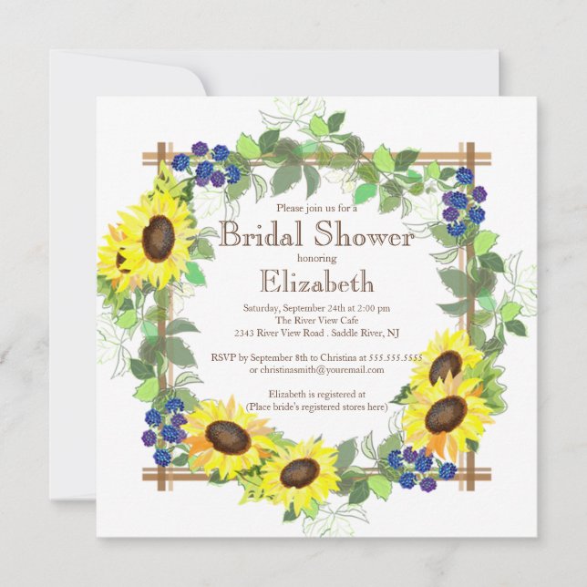 Fall Sunflowers Floral Bridal Shower Invitation (Front)