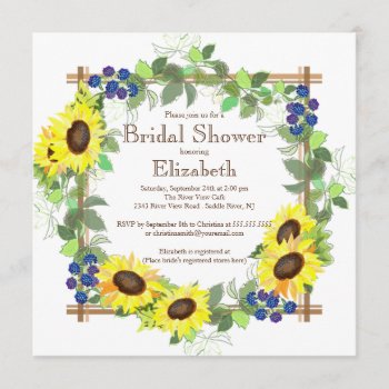 Fall Sunflowers Floral Bridal Shower Invitation by celebrateitinvites at Zazzle
