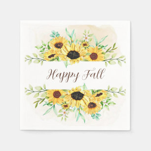 Fall Sunflowers frame with customizable text Napkins