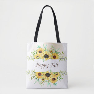Fall Sunflowers frame with customizable text  Tote Bag