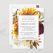 Fall Sunflowers Rose Bridal Shower Invitation Postcard (Front/Back)