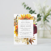 Fall Sunflowers Rose Bridal Shower Invitation Postcard (Standing Front)