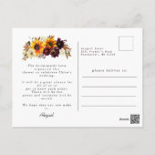 Fall Sunflowers Rose Bridal Shower Invitation Postcard (Back)
