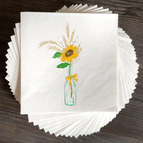 Fall Sunflowers Rustic Country FloralWedding  Napkins