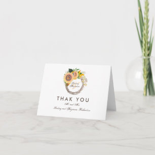 Fall Sunflowers Rustic Wedding Thank You Card