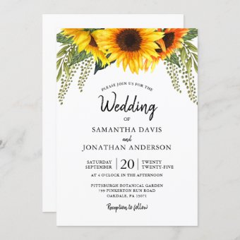 Fall Sunflowers Wedding Invitation | Zazzle