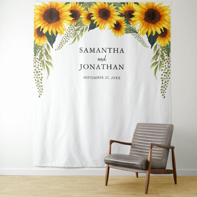 Fall Sunflowers Wedding Photo Booth Backdrop (In Situ)