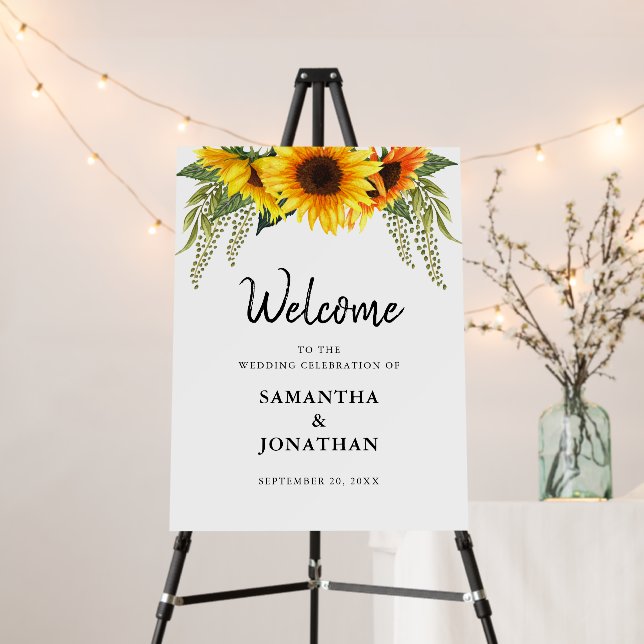 Fall Sunflowers Wedding Welcome Foam Board (In Situ (Stand))