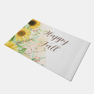 Fall sunflowers with customizable text  doormat