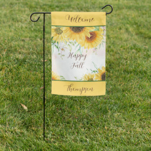 Fall sunflowers with customizable text garden flag
