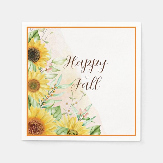 Fall sunflowers with customizable text  napkins (Front)