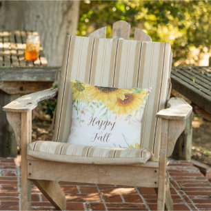 Fall sunflowers with customizable text outdoor pillow