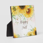 Fall Sunflowers With Customizable Text  Plaque at Zazzle