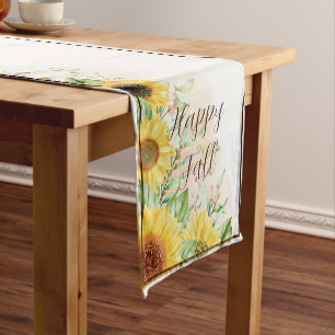 Fall sunflowers with customizable text  short tabl table runner