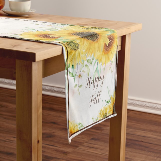 Fall sunflowers with customizable text  short tabl table runner (In Situ)