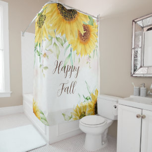 Fall sunflowers with customizable text  shower curtain