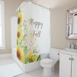 Fall sunflowers with customizable text shower curtain