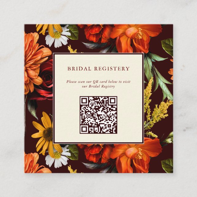 Fall Sunset Dark Moody Romantic Bridal Shower  Enclosure Card (Front)