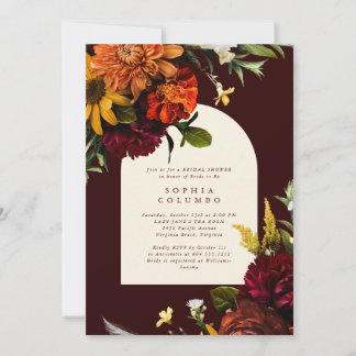 Fall Sunset Dark Moody Romantic Bridal Shower Invitation