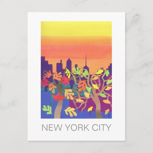 Fall Sunset over NYC Postcard (Front)