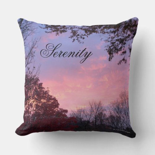 Fall Sunset Over Trees Serenity Throw Pillow