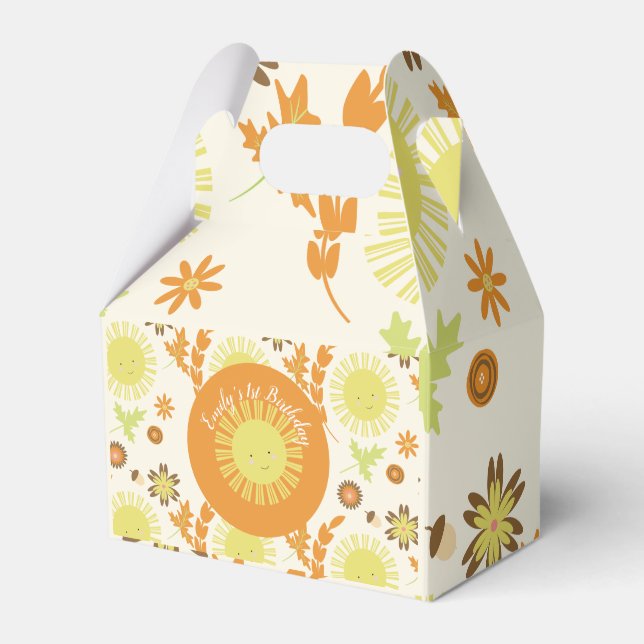 Fall Sunshine Autumn Birthday Party Favor Boxes (Front Side)