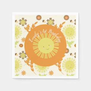 Fall Sunshine Autumn Birthday Party Napkins