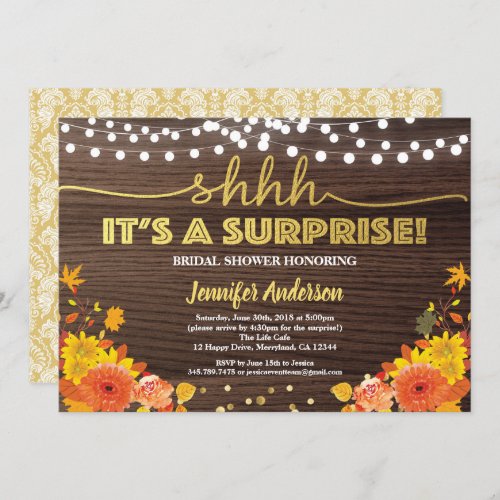 Fall surprise bridal shower thanksgiving party invitation