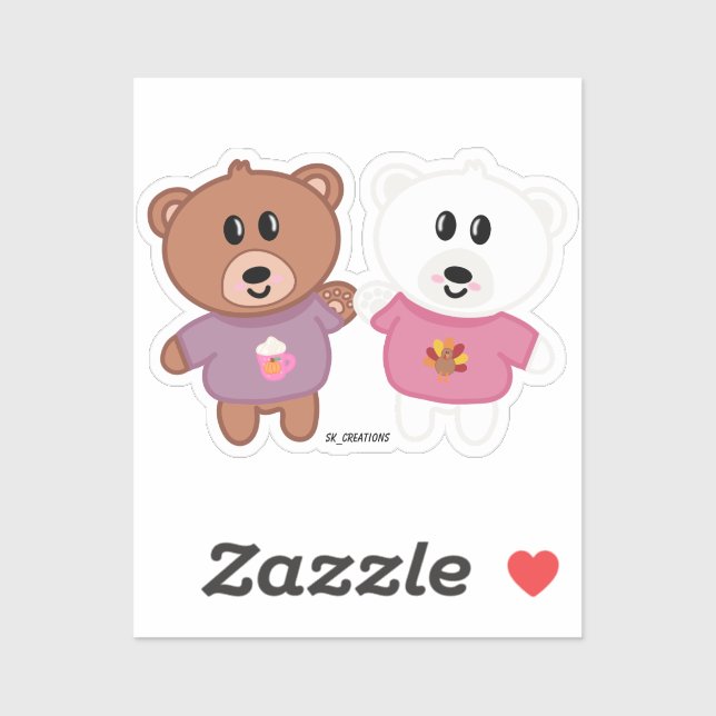Fall Sweater Bear Friends  Sticker (Sheet)