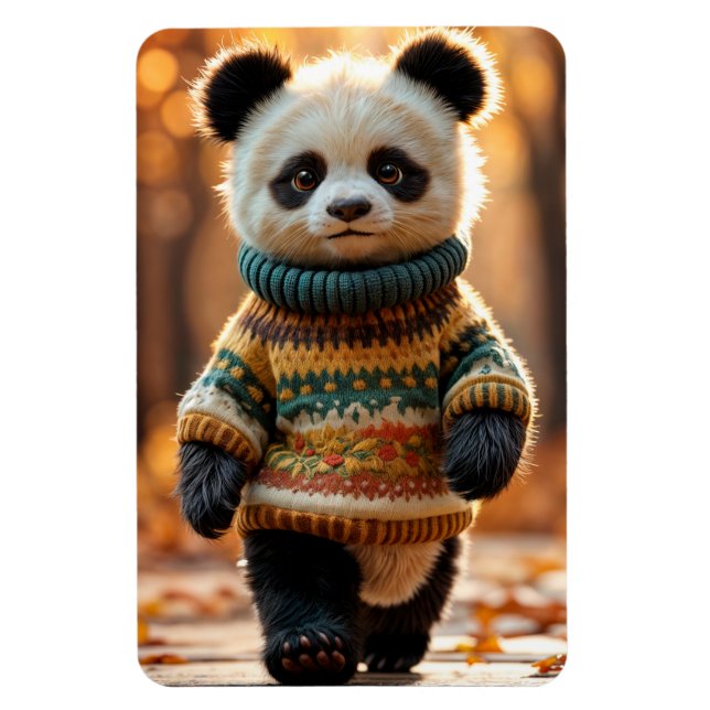Fall Sweater Panda Magnet (Vertical)