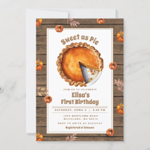 Fall Sweet as Pie Party Birthday invitation