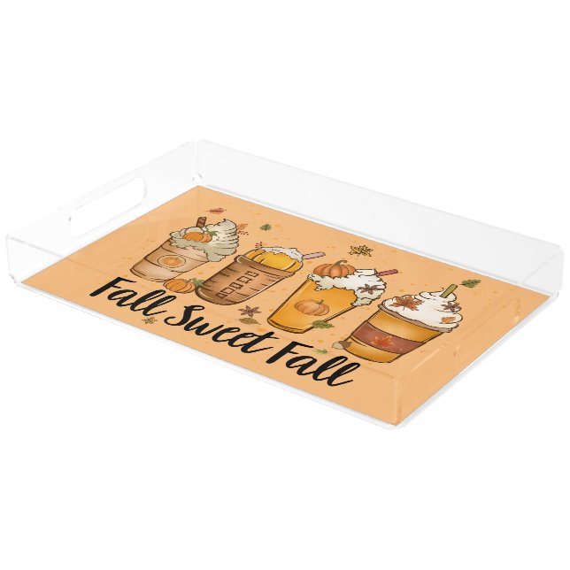 Fall Sweet Fall Autumn Coffee Drinks Serving Tray (Angled)