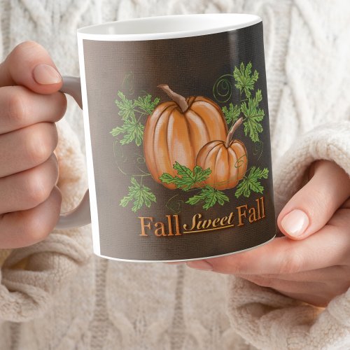 Fall Sweet Fall Pumpkins  Rustic Brown  Coffee Mug