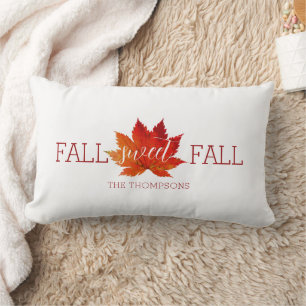 Fall Sweet Fall Red Autumn Maple Leaf Throw Pillow