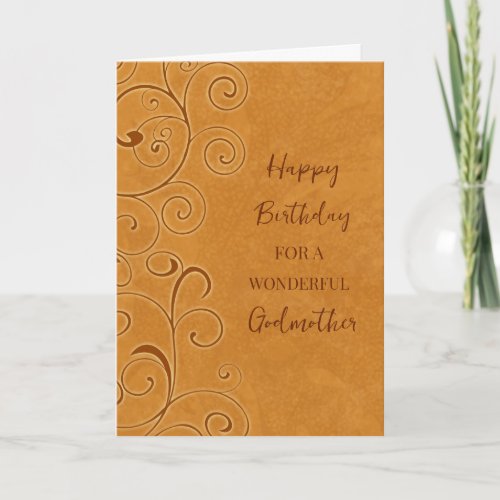 Fall Swirls Godmother Birthday Card