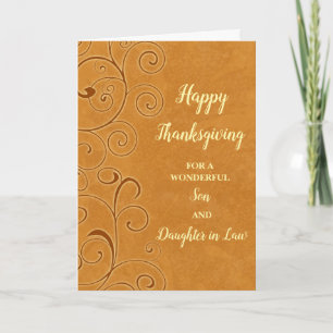 Fall Swirls Happy Thanksgiving Son Daughter in Law Holiday Card