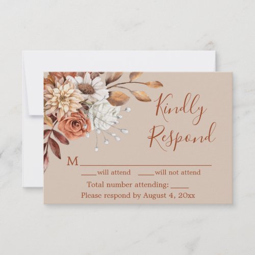 Fall Taupe Floral Birthday Response Card