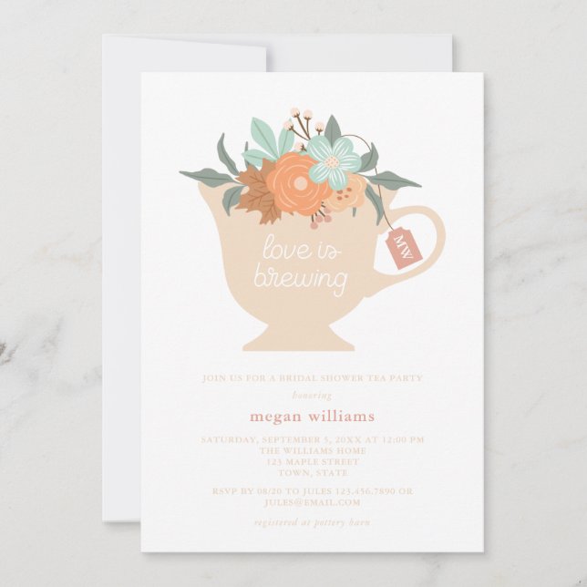Fall Tea Party Bridal Shower Invitation (Front)