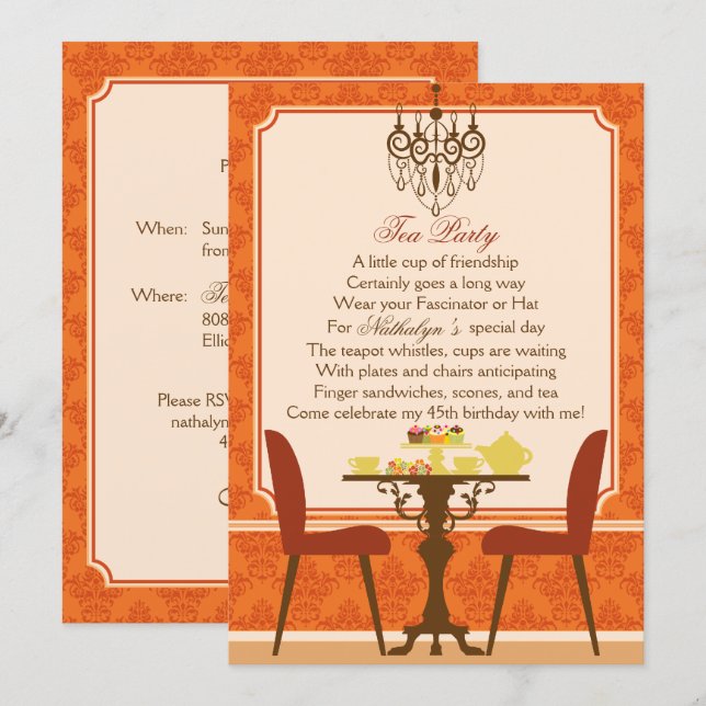 Fall Tea Party Invitation (Front/Back)