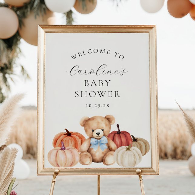 Fall Teddy Bear Baby Boy Shower Welcome Sign (Creator Uploaded)