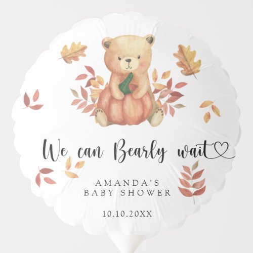 Fall teddy bear Baby Shower Balloon