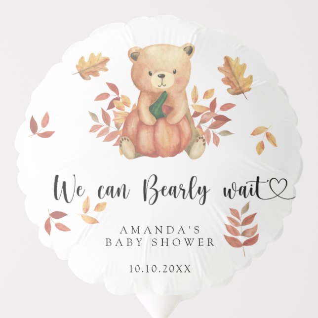 Fall teddy bear Baby Shower Balloon (Front)