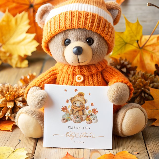 Fall Teddy Bear Baby Shower Napkins (Creator Uploaded)