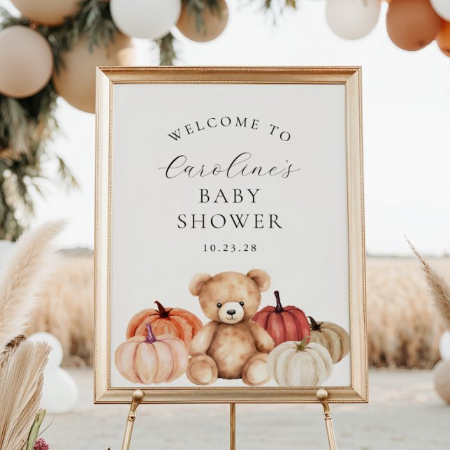 Fall Teddy Bear Baby Shower Welcome Sign (Creator Uploaded)