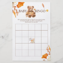 Fall Teddy Bear BINGO Baby Shower Game Flyer