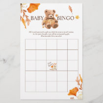 Fall Teddy Bear BINGO Baby Shower Game Flyer